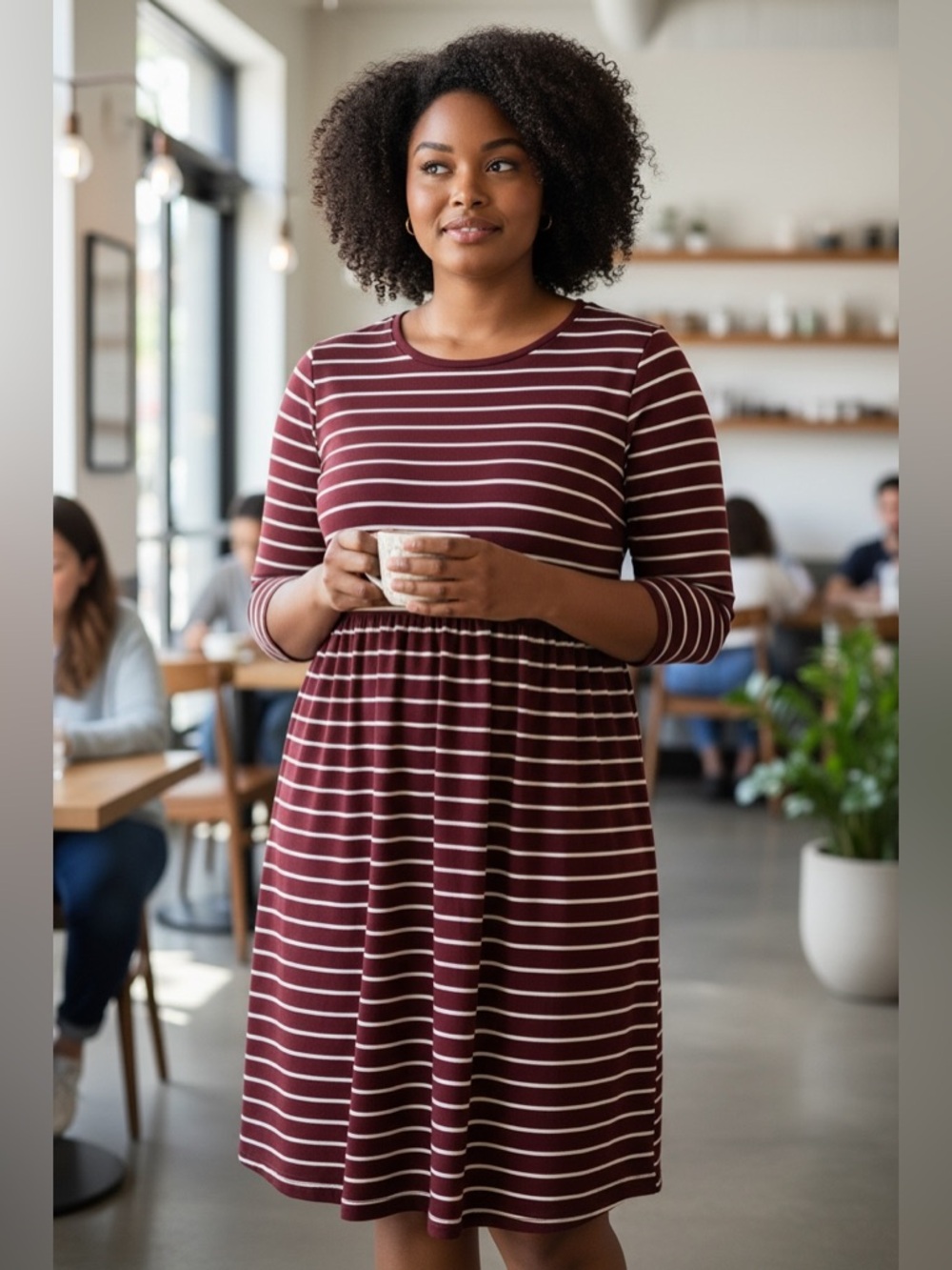 Striped Burgundy Dress